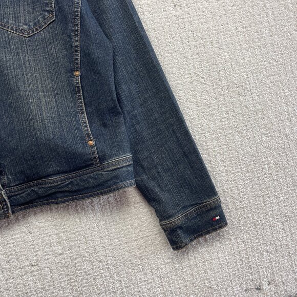 VTG Tommy Hilfiger Womens Sz XL Dark Wash Jean Jacket Button Up Canada Made - Picture 4 of 13